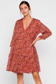 Cabana 3/4 Wrap Dress | Red | Slå-om kjole med print fra YAS