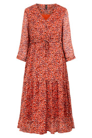 Cabana 3/4 Long Dress | Rød | Lang kjole med print fra YAS