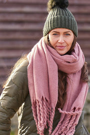 Zedi scarf | Rose | Halstørklæde med snoede frynser fra Stylesnob